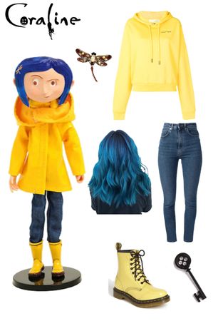 Caroline Costume Halloween, Coraline Diy, Coraline Outfit, Coraline Halloween Costume, Coraline Key, Coraline Costume, Disney Bound Outfits Casual, Outfit Pictures, Movie Halloween Costumes