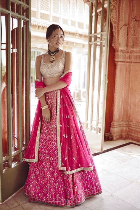 Lehenga With Contrast Blouse, Asian Attire, Dress Designs For Girls, Wedding Dresses For Women, Saree Bollywood, Indian Outfits Lehenga, Anita Dongre, Stylish Wedding Dresses, Pink Lehenga