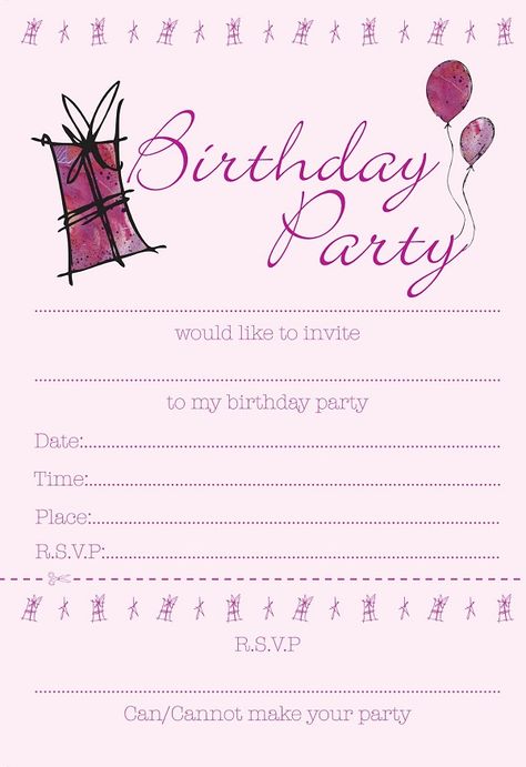 Birthday Invitation Template - FREE Printable for Cynthia Spa Party Invitations, Birthday Party Invitations Free, 13th Birthday Invitations, Birthday Invitation Card Template, 16th Birthday Invitations, Girl Birthday Party Invitations, Free Printable Birthday Invitations, 30th Birthday Invitations, 50th Birthday Invitations