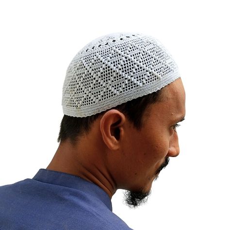 White Knitted Hand Made Men Skull Cap Muslim Islamic Prayer - Etsy Australia Head Wear, Top Hats, Islamic Prayer, Crafts Beautiful, Islamic Gifts, Skull Cap, Top Hat, Etsy Australia, Hand Made