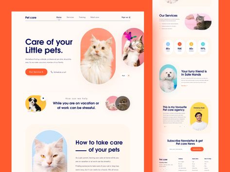 Pet Care Website Pet Websites, Cat Website, Ui Ux 디자인, 브로셔 디자인, Pet Hotel, Ui Design Website, Pet Clinic, Dog Branding, Modern Website