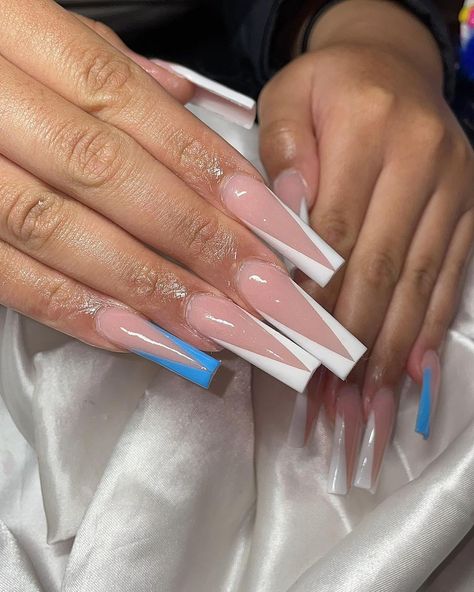 30 Best Summer 2022 Nail Trends to Inspire You Vtip French Nails Coffin, Vtip French Nails, French Nails Coffin, Practice Nails, Racun Shopee, Colored Acrylic Nails, White Acrylic Nails, Exotic Nails, Long Square Acrylic Nails