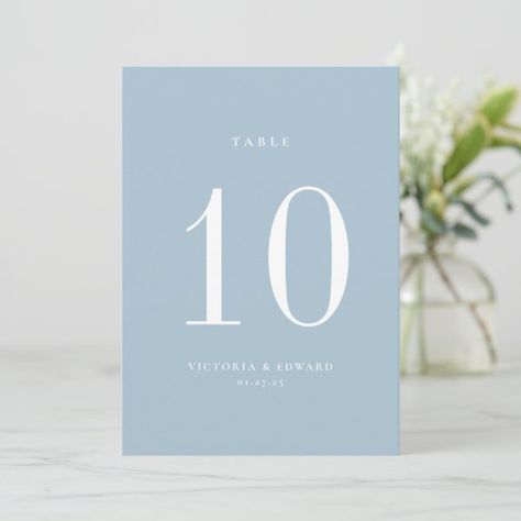 Minimalist Light Blue Wedding Table Number Card Light Blue Wedding Table, Sky Blue Wedding, Blue Wedding Table, Sky Blue Weddings, Table Markers, Table Number Card, Wedding Invitation Background, Wedding Table Number Cards, Light Blue Wedding