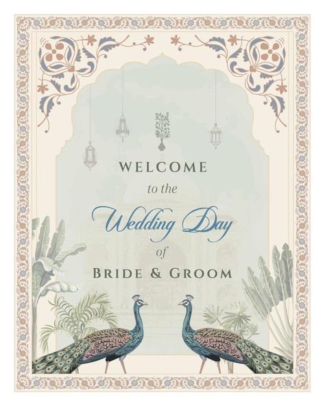 Mughal Wedding Card, Mughal Wedding, Card Design Wedding, Wedding Card Design Indian, Wedding Welcome Board, Wedding Graphics, Digital Invitations Wedding, Welcome Board, Indian Wedding Invitation Cards