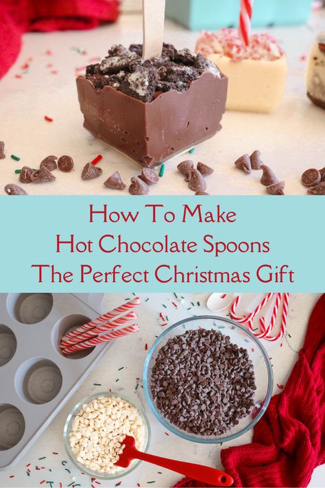 How To Make Hot Chocolate Spoons – The Perfect Christmas Gift Hot Coco Spoon, Hot Chocolate In A Mug Gift, Hot Choc Spoons, Diy Christmas Hot Chocolate Kit, How To Make Chocolate Spoons For Hot Chocolate, Peppermint Spoons For Hot Chocolate, Hot Chocolate Charcuterie Board Gift, Homemade Hot Chocolate Gift Ideas, Hot Chocolate Spoons Christmas