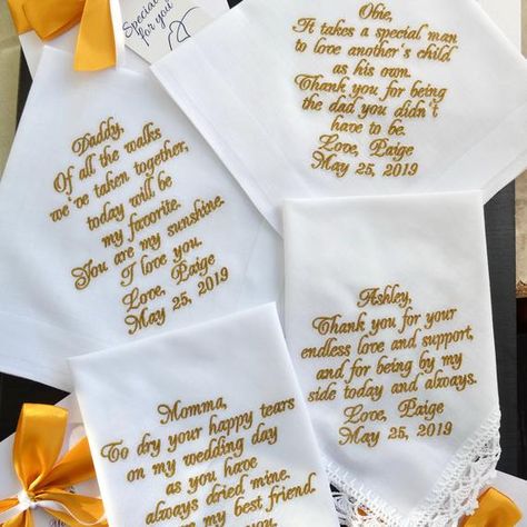 Wedding handkerchief Parent wedding gift for parents Embroidered hankerchief Custom ladies handkerch Parent Wedding Gifts, Wedding Hankerchief, Father Of Bride, Personalized Handkerchief Wedding, Embroidered Handkerchief Wedding, Personalized Handkerchiefs, Wedding Hankies, Wedding Gifts For Parents, Mother Of The Bride Gift