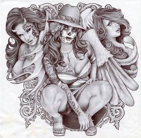 Traditional Chicano Tattoos, Chicana Art, Art Chicano, Latino Art, Prison Art, Cholo Art, Chicano Tattoos, Brown Pride, Lowrider Art