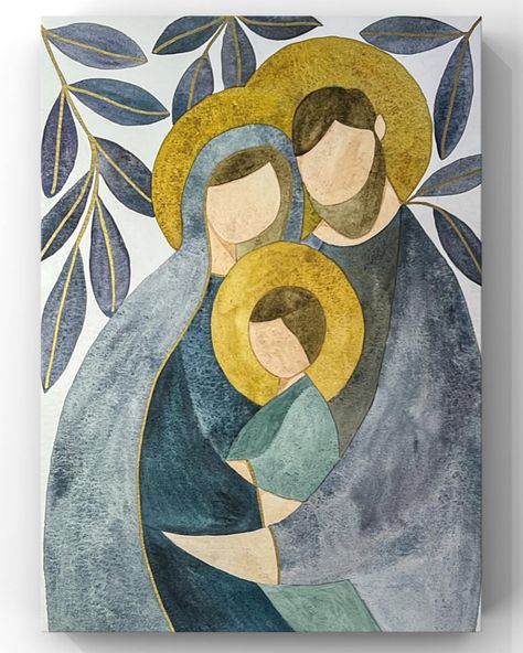 Simple Christmas Drawing Ideas, Nativity Artwork, Nativity Drawing, Jesus Watercolor Painting, Nativity Scene Painting, Watercolor Nativity, Nativity Art, Nativity Painting, Virgin Mary Art