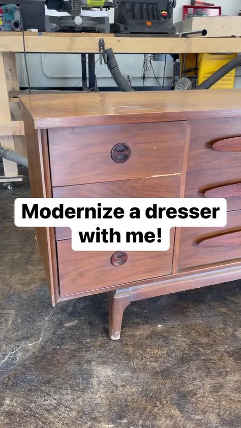 Dresser Transformation Ideas, 60s Furniture Makeover, Painted Mid Century Modern Furniture, Mcm Buffet Makeover, Painted Credenza Ideas, Refinishing Mid Century Furniture, Mid Century Modern Dresser Makeover Diy, 70s Credenza, Mcm Nightstand Makeover