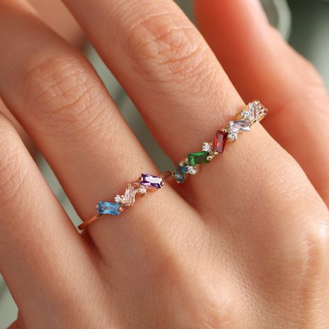 Stackable birthstone rings