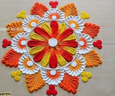 Round Rangoli Design Diwali, 2023 Rangoli, Rangoli Idea, Welcome Rangoli, Rangoli Photos, Easy Rangoli Designs Videos, Very Easy Rangoli Designs, Rangoli Designs Photos, Rangoli Designs Simple Diwali