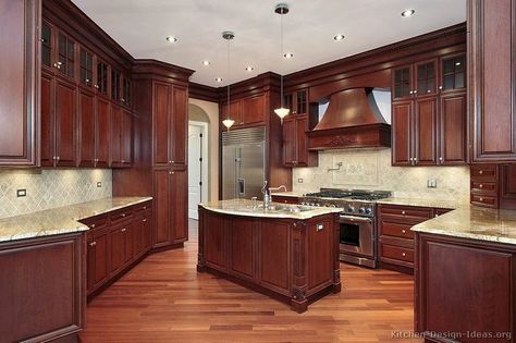 Dark kitchen cabinet styles | Traditional Dark Wood-Cherry Kitchen Cabinets Mahogany Kitchen Cabinets, Mahogany Kitchen, Cherry Wood Kitchen Cabinets, Cherry Wood Kitchens, Dark Wood Kitchen Cabinets, Kitchen Cabinets Pictures, Solid Wood Kitchen Cabinets, Dark Wood Kitchens, Wood Floor Kitchen