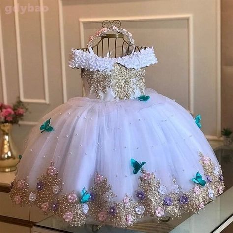 Gown Birthday, Kids Pageant, Wedding Tulle, Applique Flower, Long Flower Girl Dresses, Pageant Gown, Pink Flower Girl Dresses