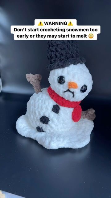 Crouton’s Crochet by Naomi Fox on Instagram: "Well, unless you WANT a melting snowman… if so, you should probably check out my Puddles the Melting Snowman crochet pattern . . . . . . #crochetpattern #amigurumipatterns #crochetersofinstagram #christmascrochet #christmasdecor #plushiesofinstagram" Crochet Melted Snowman Free Pattern, Crochet Melted Snowman, Melting Snowman Crochet Pattern, Melting Snowmen, Melted Snowman, Crochet Snowman, Snowmen Patterns, Christmas Crochet, Amigurumi Pattern