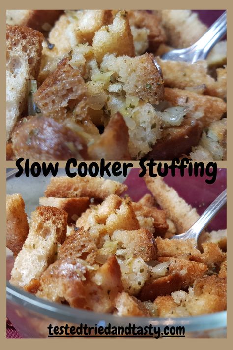 Recipe With Celery, Stuffing With Mushrooms, Slow Cooker Stuffing, Side Dishes For Thanksgiving, Dishes For Thanksgiving, Crockpot Stuffing, Classic Stuffing Recipe, Classic Stuffing, Homemade Stuffing