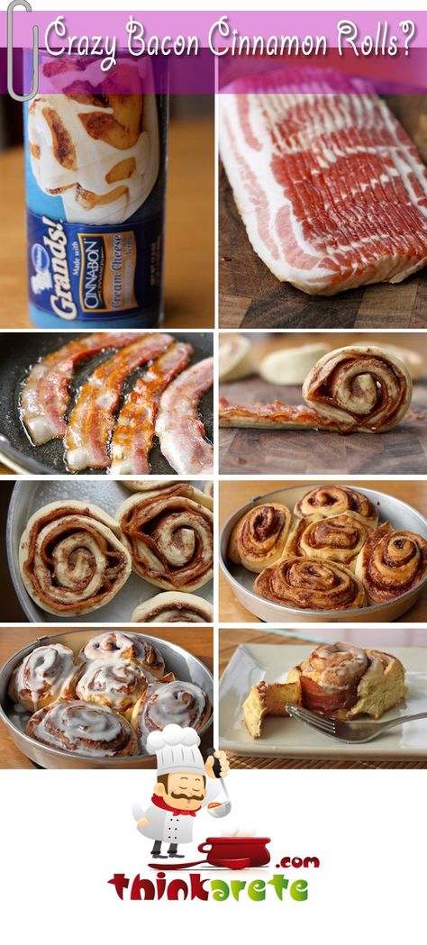 Crazy Bacon Cinnamon Rolls - Best Yummy Recipes Bacon Cinnamon Rolls, Bacon Roll, Cinnamon Rolls Easy, Bacon Recipes, Low Fat Recipes, Cinnamon Roll, Quick Recipes, Om Nom, I Love Food