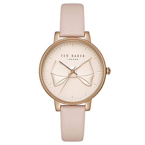 Ted Baker Jewellery, Swiss Army Watches, Leather Strap Watch, Bow Jewelry, Ladies Of London, Casual Watches, Ted Baker London, Gold Leather, Pink Leather