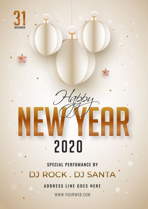 Happy New Year Poster Graphics, Creative New Year Poster, Happy New Year Poster Design, Happy New Year Poster, Tattoo Name Fonts, New Year Poster, Print Design Template, Year Poster, Happy New Year Design