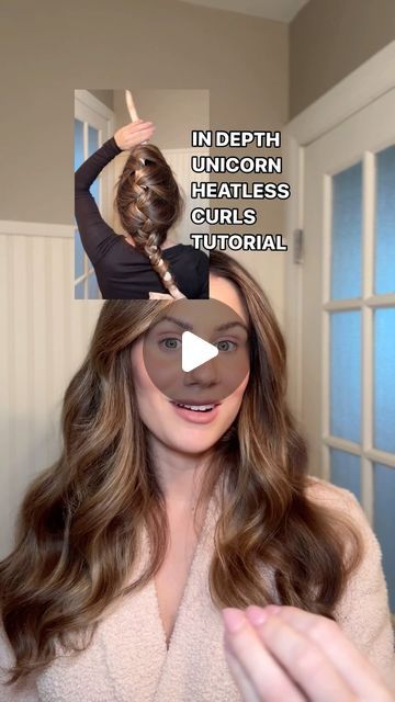 Unicorn Heatless Curls Results, Heatless Curls Criss Cross, How To Style Heatless Curls, How To Do The Unicorn Heatless Curls, Unicorn Hair Curling Method, How To Put Heatless Curls In, Heartless Curl Methods, Unicorn Method Heatless Curls, Unicorn Overnight Curls