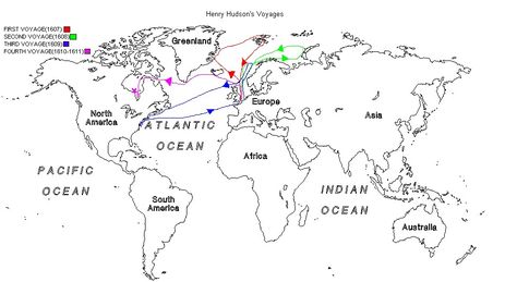 Henry Hudson Explorer, History Of Portugal, Henry Hudson, North Asia, Map Globe, Mystery Of History, Odds And Ends, Hudson Bay, Route Map