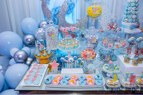 Under The Sea Treats Dessert Tables, Under The Sea Dessert Table Ideas, Under The Sea Candy Bar, Under The Sea Candy Table, Under The Sea Desserts, Sea Candy Bar, Under The Sea Dessert Table, Mesa Candy Bar, Project Graduation