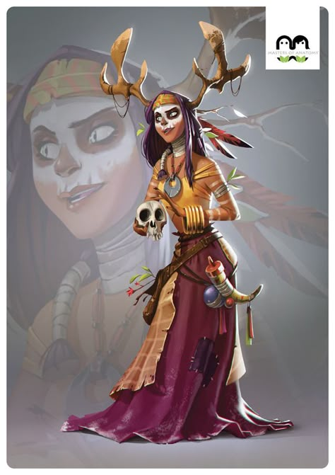 MOA_character_witch_Clean_Biboun Shaman Character Design, Stylized Character Concept Art, Shaman Character, Stylized Character Design, Witch Character Design, Stylized Character, Theme Tattoo, Characters Design, Concept Art Character