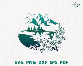 argaprofdesigns - Etsy Indonesia Lake House Design, Lake Svg, Travel Svg, Autumn Tattoo, Lake Scene, Background Text, Floral Svg, Waterfall Wall, Affinity Designer