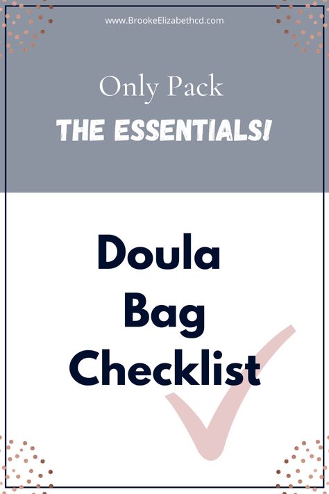 Doula Bag Supplies, Doula Bag Checklist, Birth Doula Bag, Doula Outfit, Doula Bag Essentials, Doula Essentials, Doula Tips, Birth Bag, Midwife Birth