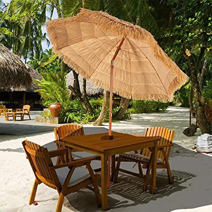 JUNZ Outdoor Thatch Patio Tiki Umbrella,2.4m/7.9ft Beach Hawaii Straw Parasols,with Tilt Adjustment,UPF 50+,for Patio Garden Beach Pool BackyardLSMK Patio Umbrella 9ft Patio Umbrella, Black White Striped Garden Parasol Umbrella with Pull Rope & 8 Wood Ribs Pole, for Outdoor Market Table Deck Backyard (Color : Style 1) Tiki Umbrella, Outdoor Scenery, Beach Patio, Sun Shelter, Outdoor Market, Hawaii Beaches, Beach Umbrella, Sun Rays, Bedroom Furniture Sets