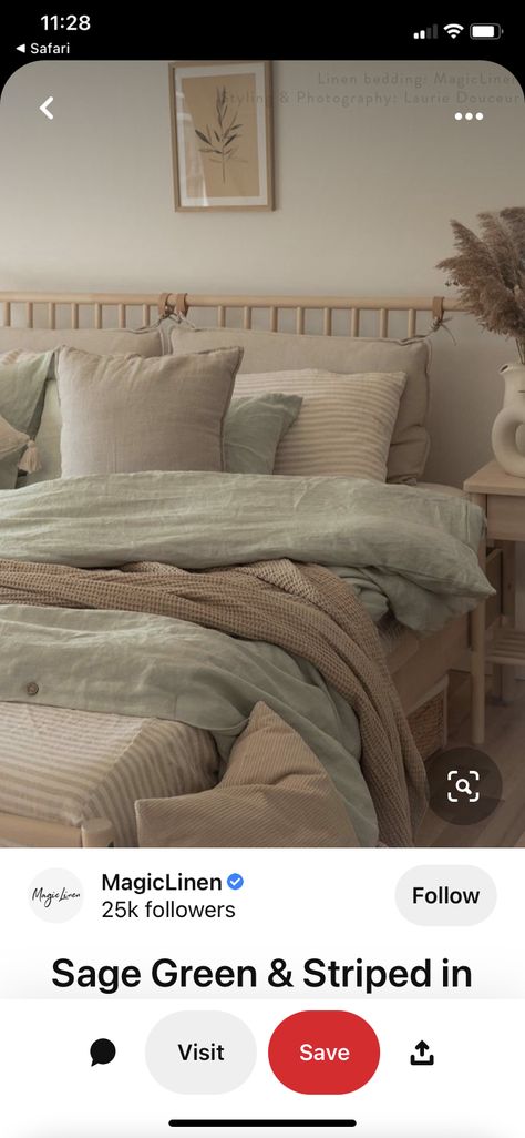 Tan And Sage Bedding, Light Grey And Tan Bedroom, Neutral Bedding With Sage Green Accents, Sage Green Sheets Cream Comforter, Bedroom Sage Bedding, Fern Green Bedroom Ideas, Safe Green Bedding Ideas, Taupe Master Bed, Green Sheets Beige Comforter