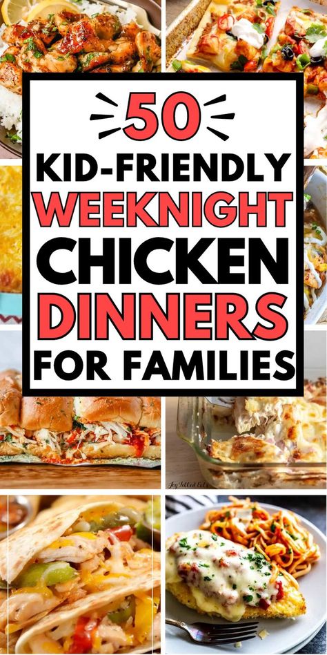 Easy cheap chicken dinner recipes for busy families, including kid friendly pasta recipes, simple casseroles, and fast frugal meals. Dinner Recipes With Cooked Chicken, Easy Dinners For Families Chicken, Chicken For Supper Ideas, Easy Supper Ideas Quick For Kids, Easily Family Dinners, Easy Delicious Family Dinners, Easy Bake Dinner Recipes For Family, Quick Easy Weeknight Meals, Supper Ideas Healthy Family