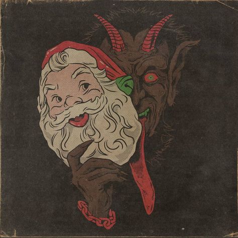 Krampus Aesthetic, Krampus Illustration, Austin Pardun, Melancholic Art, Krampus Art, Xmas Prints, Norse Paganism, Christmas Horror, Creepy Christmas