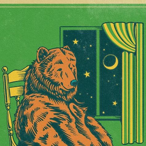 Chris on Instagram: "The other night I read Goodnight Moon to my tiny baby niece and inspiration struck. . . . #art #vintageart #retroart #lowbrowart #cartoonart #cozy #illustration #vintage #bear #procreate #ipadart #adobephotoshop" Vintage Bear Illustration, Cozy Illustration, Art Pinterest, Goodnight Moon, Baby Niece, Bear Illustration, Good Night Moon, Lowbrow Art, Ipad Art