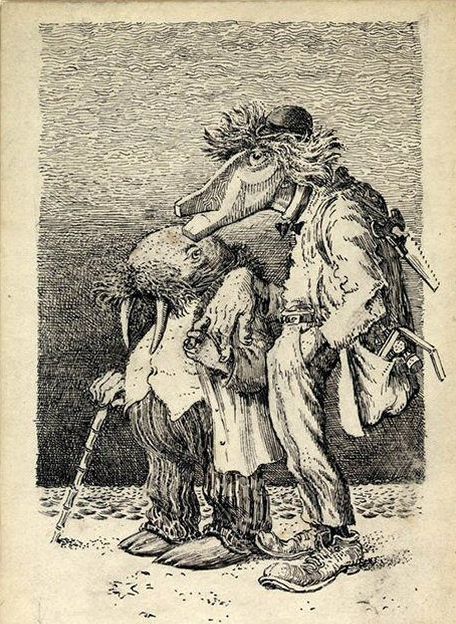 ALICE IN WONDERLAND - THE WALRUS AND THE CARPENTER BY MERVYN PEAKE Gray Images, Mervyn Peake, Walrus And The Carpenter, Alice In Wonderland Illustrations, Wonderland Alice, Alice Book, Tinta China, Fairytale Illustration, Lewis Carroll