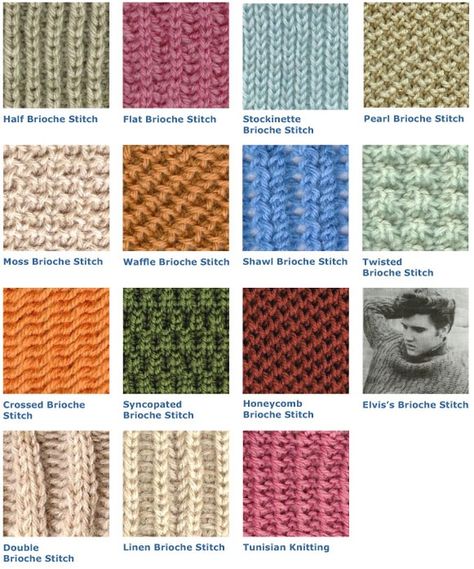 Brioche Stitch Variations Image Brioche Knitting Patterns Free Tutorials, Honeycomb Brioche Knitting, Brioche Stitch Knitting, Brioche Knit Hat, Brioche Hat Pattern, Geek Knitting, Harry Potter Knitting Patterns, Knitting Scarf Pattern, Harry Potter Knitting