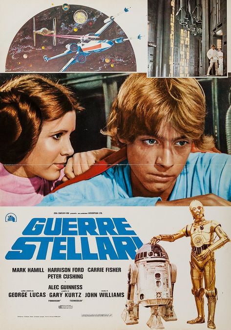 An Italian “photobusta” for the original Star Wars (1977) Gena Rowlands, Alec Guinness, Italian Posters, Marcello Mastroianni, Star Wars Episode Iv, Star Wars Watch, Star Wars 1977, Faye Dunaway, Star Wars Film