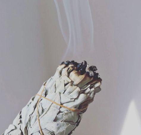 Sage Smudging Aesthetic, Sage Burning Tattoo, White Sage Aesthetic, White Aesthetic Spiritual, White Spiritual Aesthetic, Sage Burning Aesthetic, Smudging Aesthetic, Burning Sage Aesthetic, Sage Cleanse