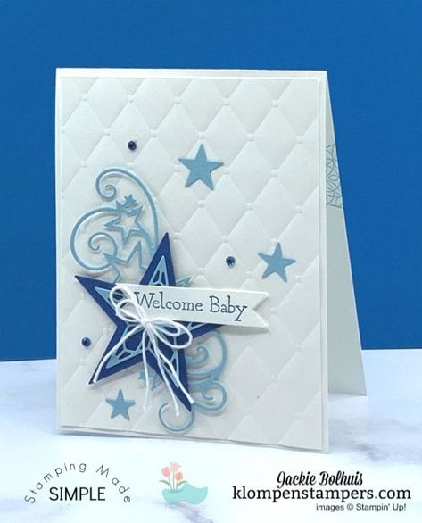 Adorable baby cards are in the spotlight + bonus Christmas card idea. Baby boy cards, baby girl cards, Christmas cards? This bundle makes them all! Come check it out! www.KlompenStampers.com #babyboycards #babygirlcards #babycardshandmade #handmadecards #cardmaking #christmascardshandmade #diycards #cardmakingtutorials #jackiebolhuis #klompenstampers #stampinup #stampinupcards Baby Boy Cards Handmade, Newborn Baby Hacks, Stampin Up Baby Cards, Welcome Baby Cards, Baby Cards Handmade, Baby Boy Cards, Newborn Tips, Boy Cards