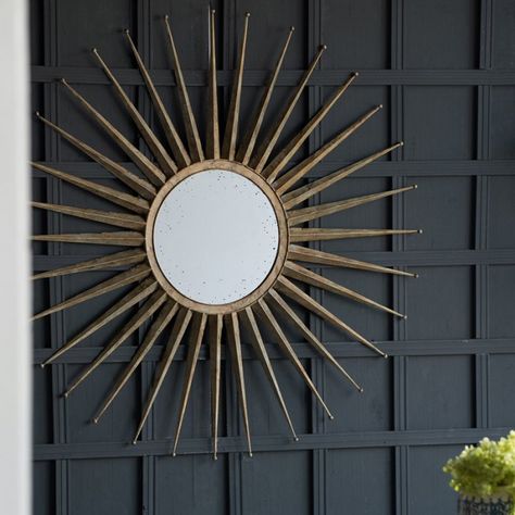 A and B Home Metal Sunburst Mirror - 46 diam. in. | Hayneedle Mirror Wall Design, Sunburst Mirror Wall, Sun Mirror, Starburst Mirror, Overmantle Mirror, Mirror Large, Modern Deco, A&b Home, Sunburst Mirror