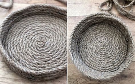 DIY storage basket made from rope. How to make a basket from rope in this simple and easy budget tutorial. DIY home decor. Rope Basket Tutorial, Storage Baskets Diy, Diy Rope Basket, Making Baskets, Rope Diy, Rope Projects, Budget Crafts, Sisal Rope, Homemade Home Decor