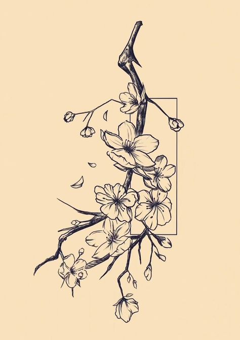 Arlo Tattoo, Lily Tattoo Design, Sakura Tattoo, Cherry Tattoos, Branch Tattoo, Sharpie Tattoos, Beautiful Flower Tattoos, Red Ink Tattoos, Greek Tattoos