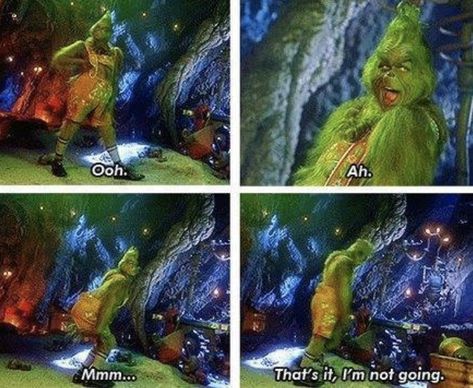 OU. Oh. Mmm ... So everything, I'm not going anywhere.  #thegrinch Grinch Memes, Christmas Memes Funny, Grinch Quotes, Mr Grinch, Christmas Memes, Relatable Crush Posts, Post Quotes, Grinch Stole Christmas, The Grinch