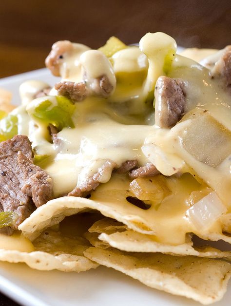 Cheesesteak Nachos, Nachos Recipes, Tasty Appetizers, Rib Steak, Delicious Appetizers, Cheese Steak, Philly Cheese, Philly Cheesesteak, Nachos Recipe