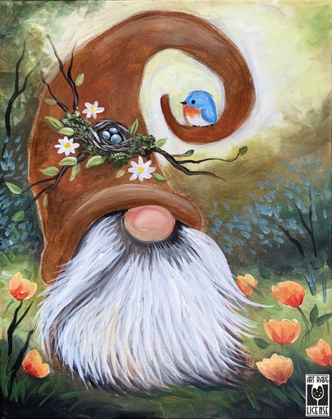 In Studio Paint and Sip - Gnome Sweet Gnome | Pottery Factory – Brookfield Gnome Paint, Gnome Pictures, Spring Painting, Paint And Sip, Rock Painting Art, Tole Painting, Paint By Numbers, Christmas Paintings, Diy Canvas Art