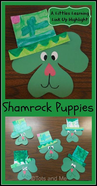 Tots and Me... Growing Up Together: Littles Learning Link Up: March 13, 2018- Shamrock Puppies {A Littles Learning Link Up Highlight} Easy Kids Easter Crafts, March Art For Preschoolers, Preschool Crafts For March, St Patrick Toddler Crafts, Shamrock Craft Kindergarten, March Craft Kindergarten, Crafts For March For Kids, Easy March Crafts For Toddlers, March Daycare Activities