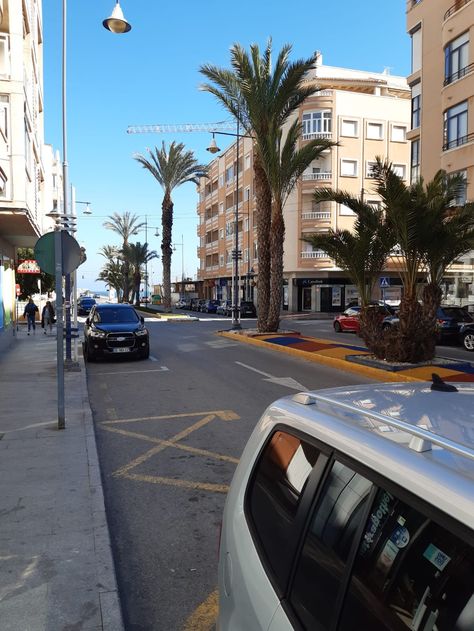 A street in Torrevieja, Spain  #spain #travel Ig Story Pictures, Spain Torrevieja, Spain Vibes, Spain Aesthetics, Spain Streets, Torrevieja Spain, Story Pictures, Trip To Spain, Travel Aesthetics