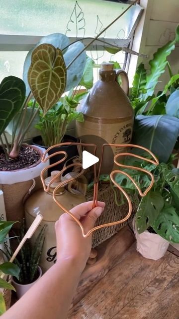 Urban Jungle Bloggers™ on Instagram: "Happy #MonsteraMonday with a cute Monstera stake! 💚🌿 made by @cotton_lily #urbanjunglebloggers" Wire Plant Supports Diy, Diy Plant Supports, Houseplant Accessories, Linocut Inspiration, Plant House, Plant Crafts, 2024 Ideas, Cross Stitch House, Wire Tree Sculpture