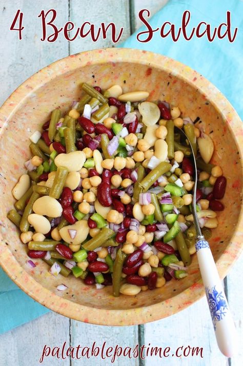 4 Bean Salad – 4 Bean Salad Recipe, Salad With Apples And Cranberries, 4 Bean Salad, Salad With Apples, Bean Salad Recipe, Salad Inspiration, Bean Salad Recipes, Dinner For Two, Bean Salad