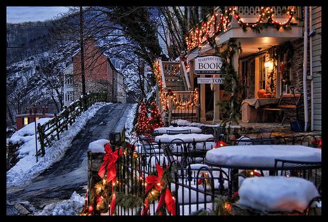 https://flic.kr/p/7iTPz9 | Harpers Ferry Christmas | I'm dreamin' tonight of a place I love Even more then I usually do And although I know it's a long road back I promise you  I'll be home for Christmas You can count on me Please have snow and mistletoe And presents under the tree Christmas Eve will find me Where the love light beams I'll be home for Christmas If only in my dreams Virginia Christmas, Town At Night, Harpers Ferry West Virginia, Harpers Ferry, Country Roads Take Me Home, Holiday Places, Camping Locations, Beautiful Sites, Christmas Scenes