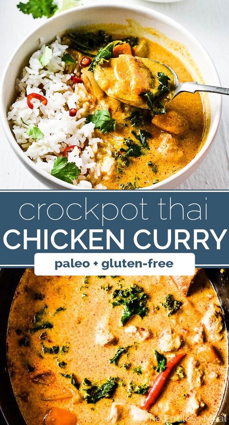 Crockpot Thai Chicken Curry, Crock Pot Thai Chicken Curry, Crockpot Thai Chicken, Crock Pot Thai, Crockpot Thai, Paleo Chicken Soup, Easiest Meals, Thai Chicken Curry, Kari Ayam